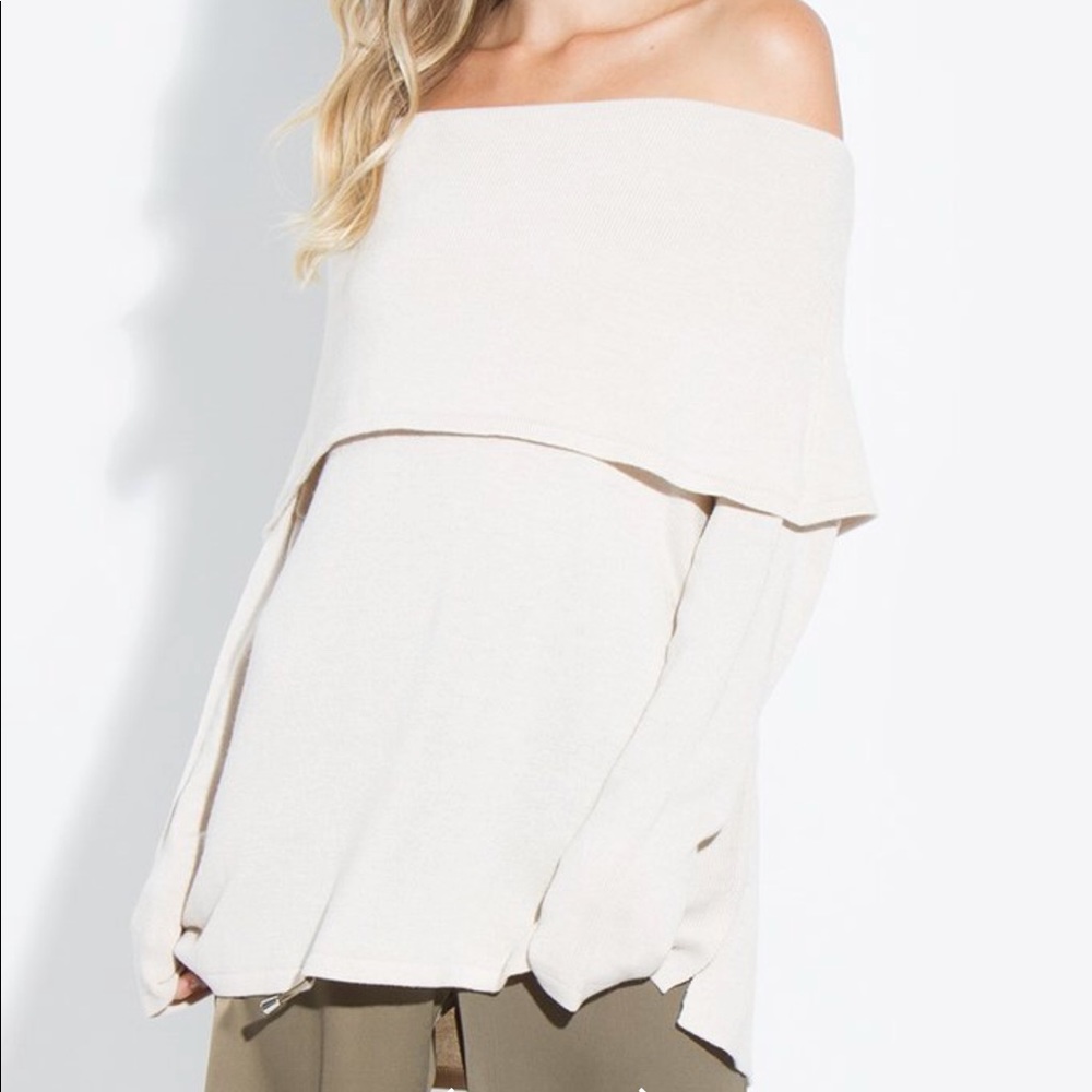 Cream off the shoulder sweater